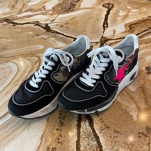 GOLDEN GOOSE RUNNING SOLE Black Camouflage Pink Star Size US 6 / 36